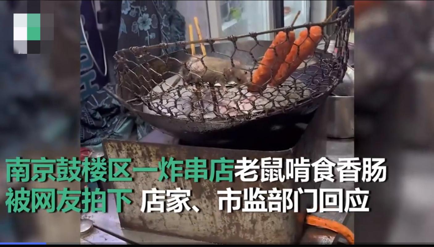 炸串店老鼠啃香肠被网友拍下-老鼠吃香肠的视频